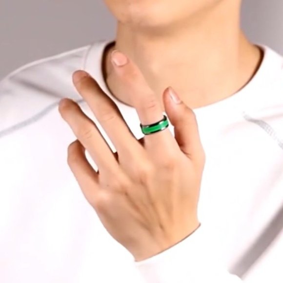 Sterling Silver Green Change Mood Ring Men / Women - Picture 2 of 4